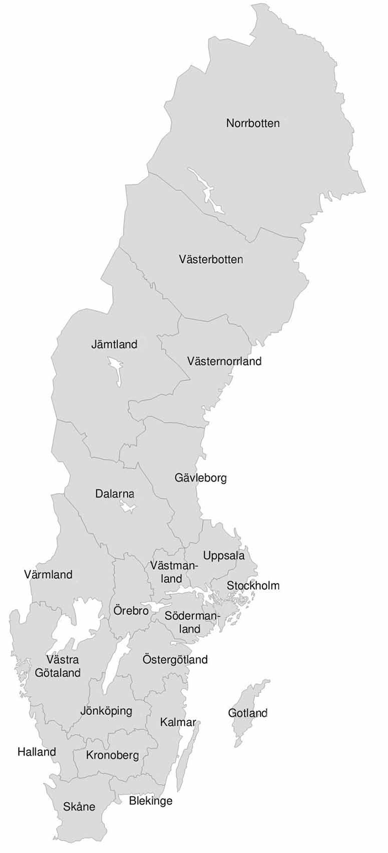 Karta p alla ln i Sverige