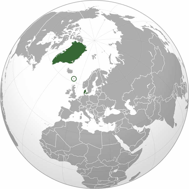 Karta ver Danmark, Grnland och Frarna