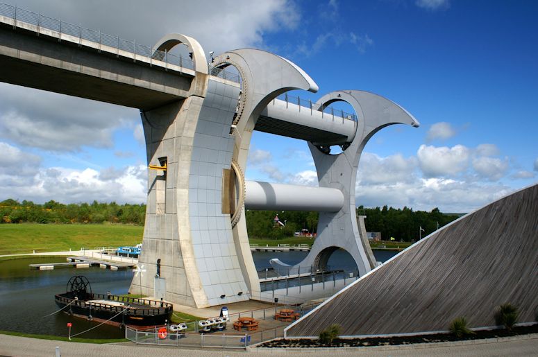 Btlyften/slussen Falkirk Wheel i Skottland.