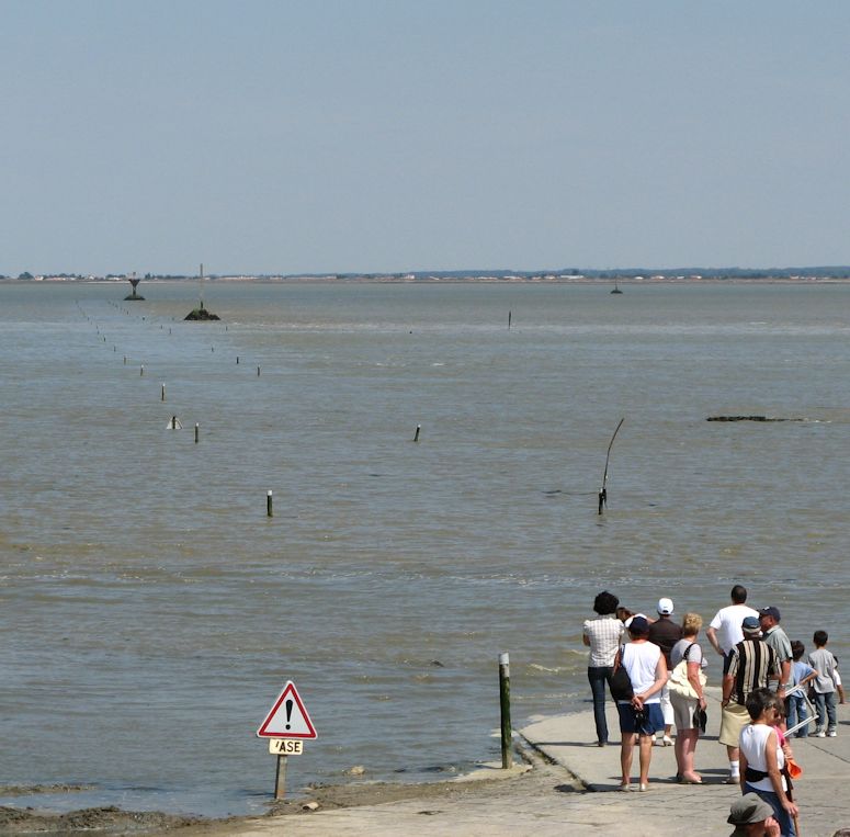 Passage du Gois i Frankrike - bilvgen som drnks vid hgvatten.