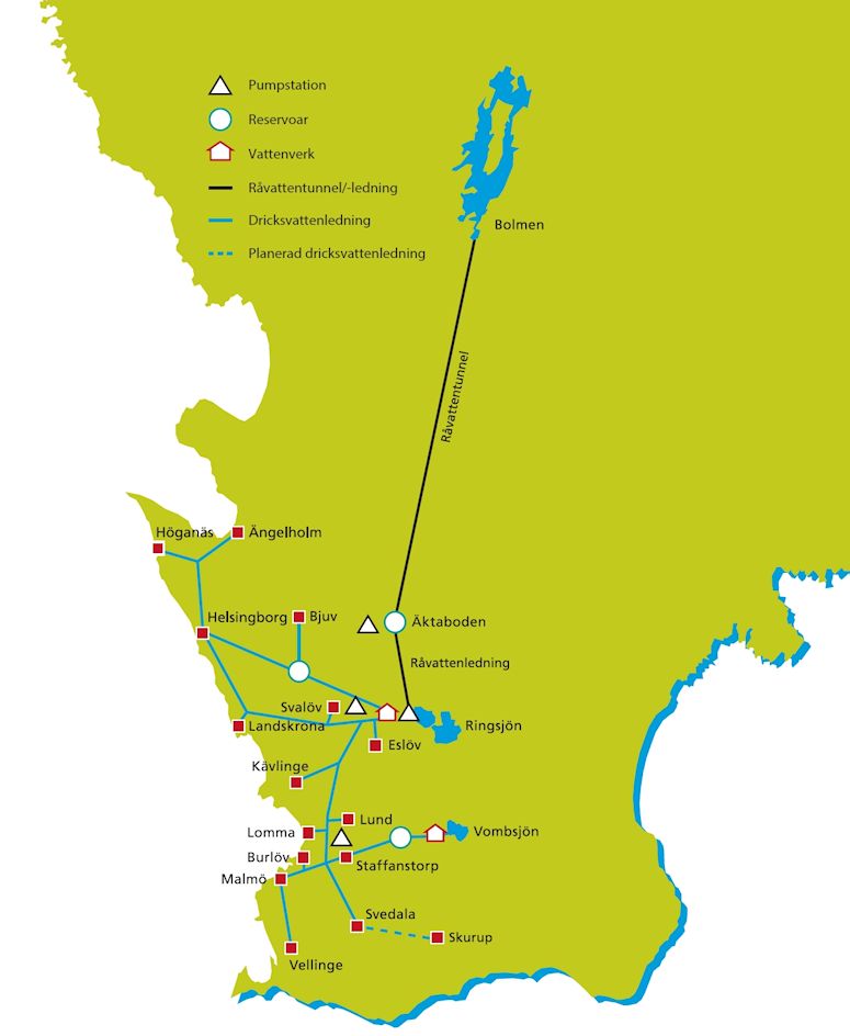 Bolmentunneln, Sveriges längsta tunnel, karta.