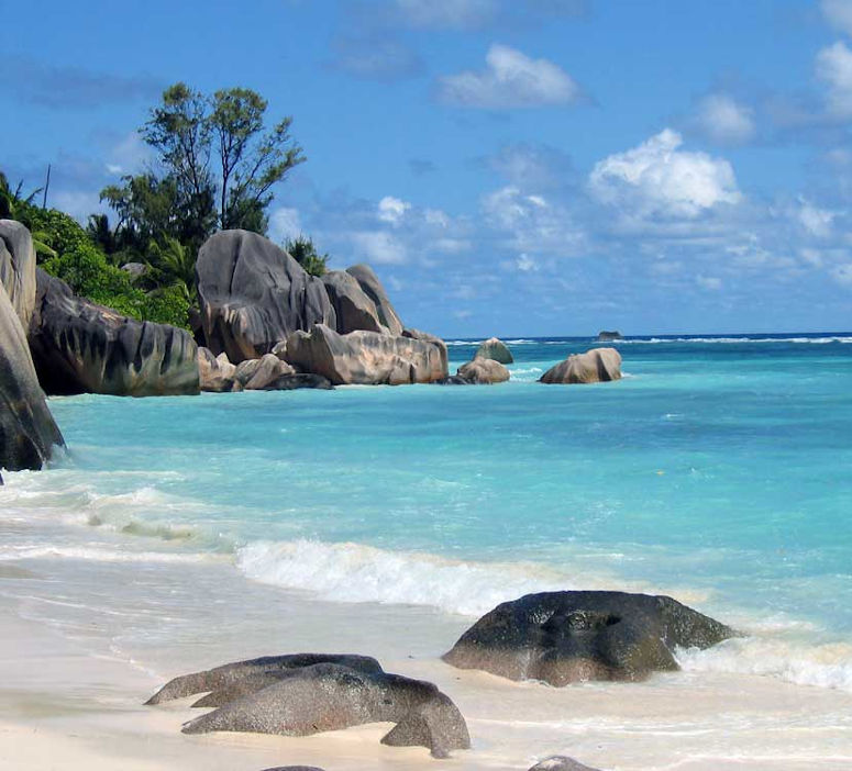 Världens kanske vackraste strand Anse Source d'Argent på Seychellerna