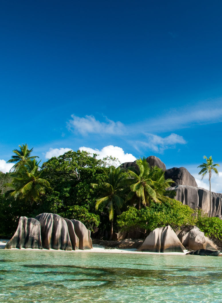 Världens kanske vackraste strand Anse Source d'Argent på Seychellerna