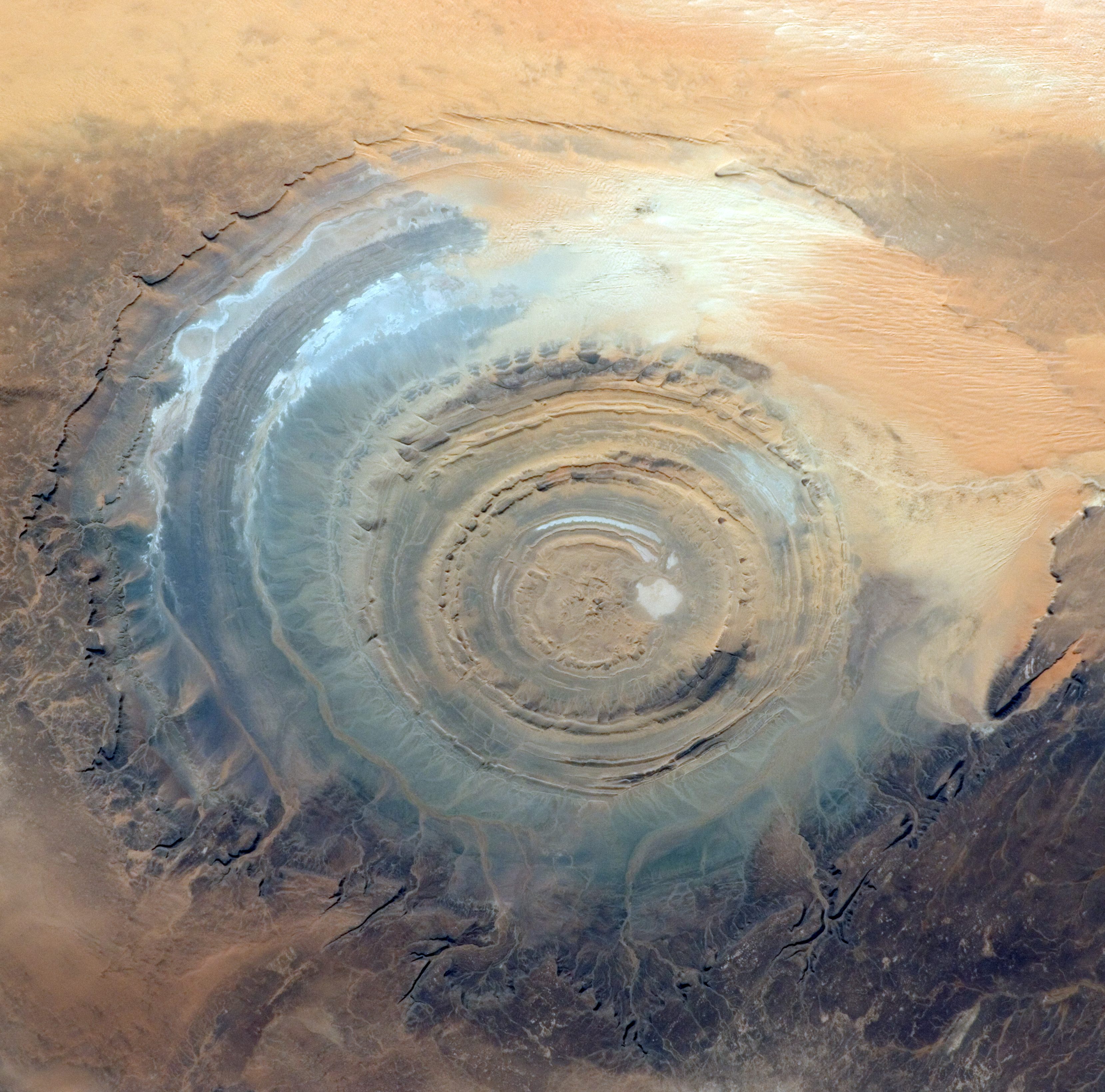 Richatformationen (Saharas öga) i Mauretanien.