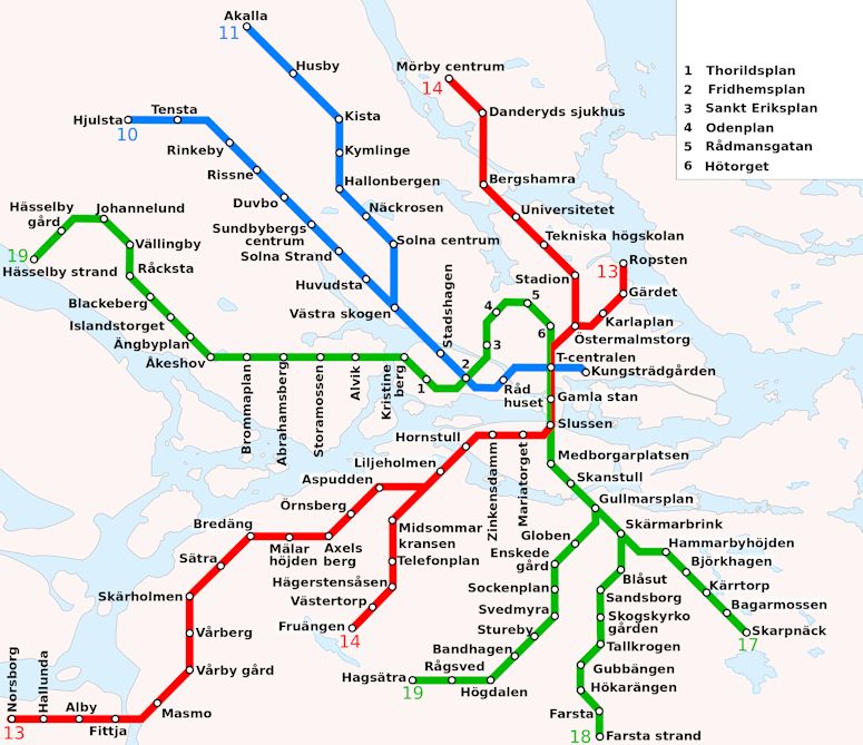Karta över Tunnelbanelinjer Stockholm – Karta 2020