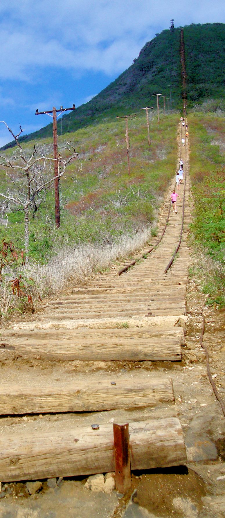 Trappan p Koko Crater, p Koko Head, Oahu, Hawaii. Rls och jrnvg.