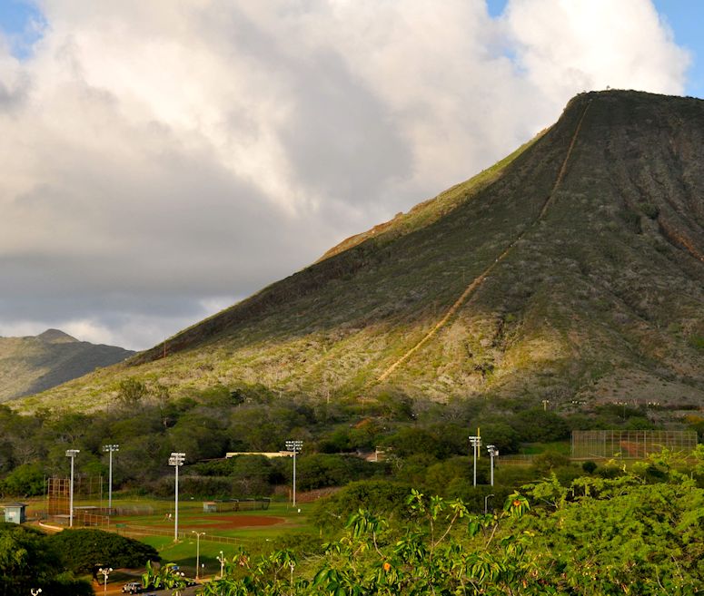 Trappan p Koko Crater, p Koko Head, Oahu, Hawaii. Rls och jrnvg.