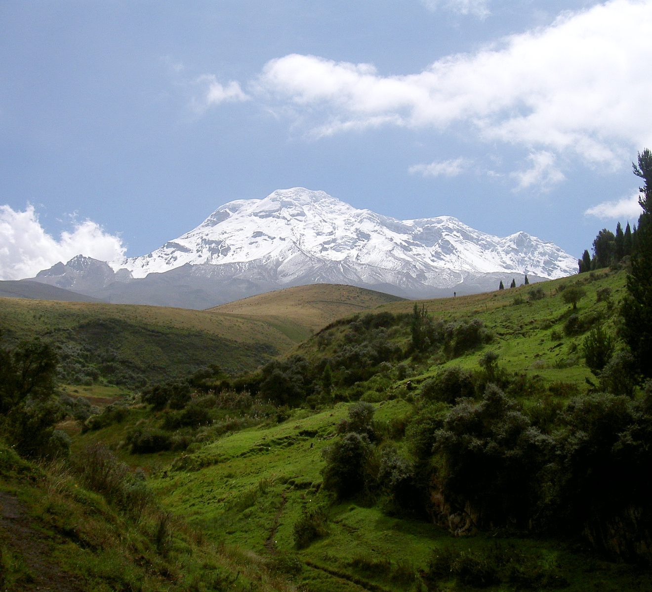 Världens högsta berg, sett genom avstånd från jordens centrum, Chimborazo i Ecuador.
