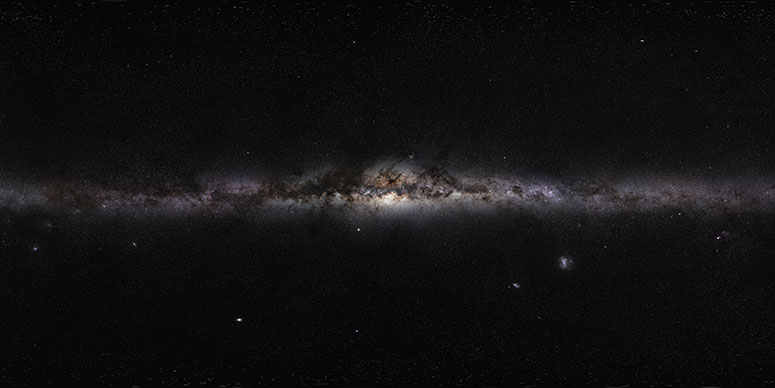 Panoramabild på Vintergatan sedd från jorden.