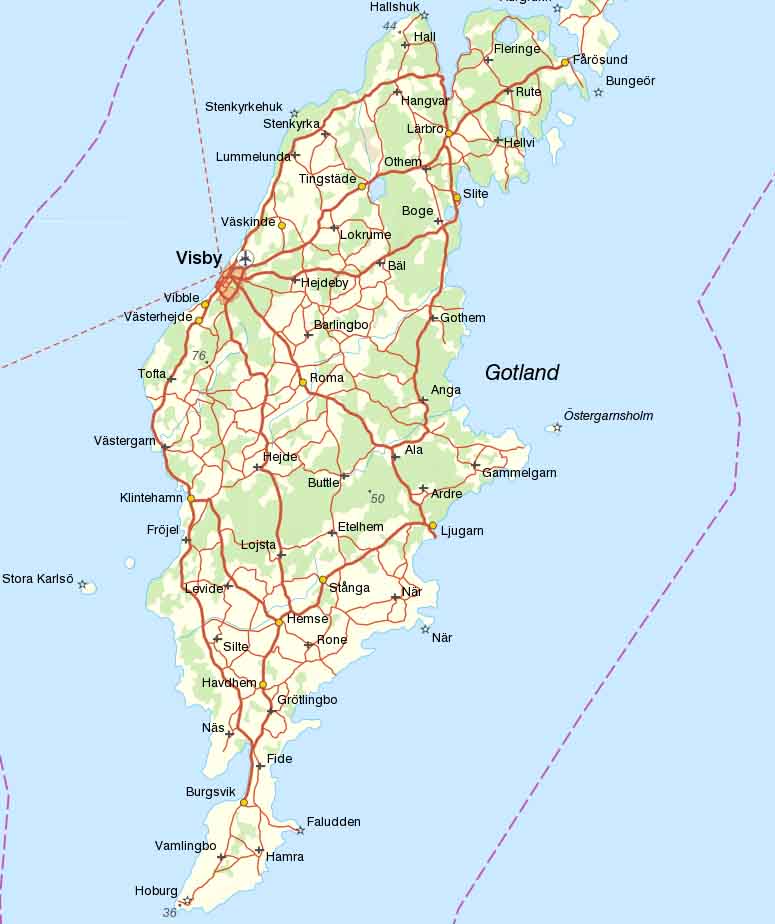 Karta över Sveriges största ö Gotland