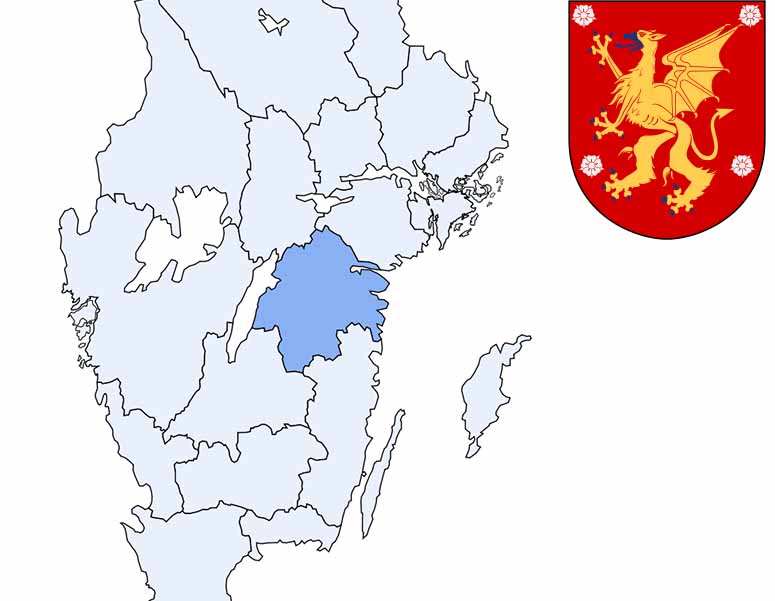 Östergötlands län, karta och länsvapen