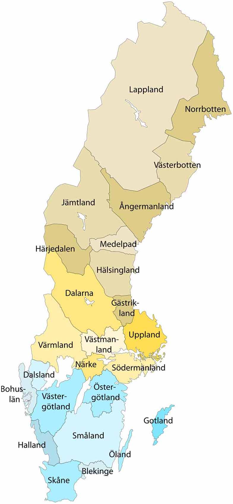 Sveriges 25 landskap – Landskapen i Sverige i storleksordning | Lista