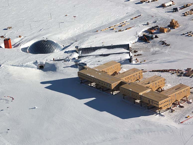 Amundsen-Scott-basen på Sydpolen, världens sydligaste permanent bebodda plats