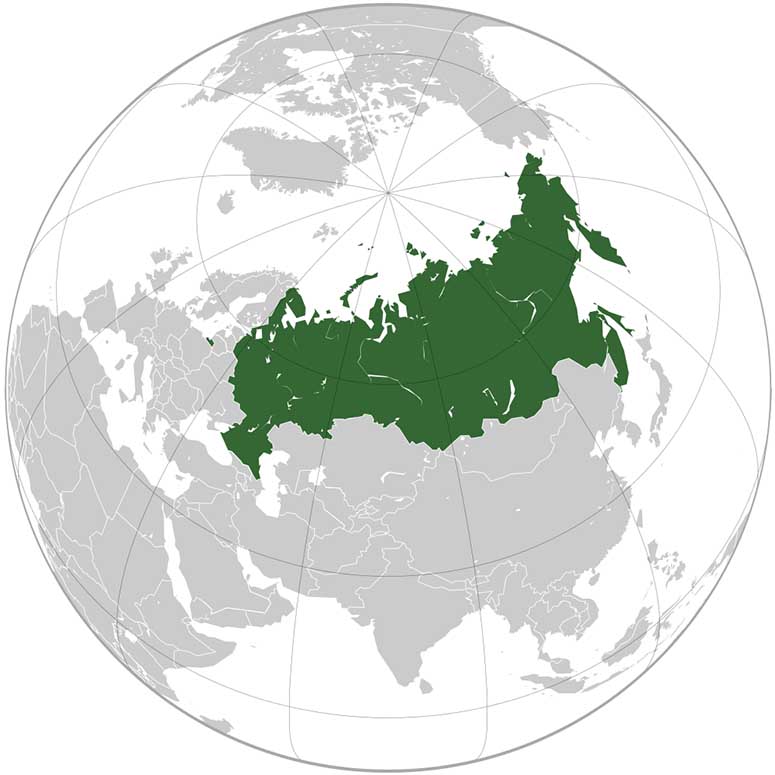 Karta över Ryssland, världens största land