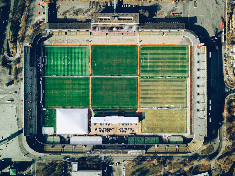 Strahovstadion i Prag, Tjecken, från ovan.